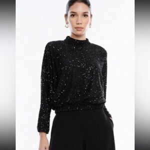 BCBG Sequin Mock Dolan top with open back (Size L) Originally $198.